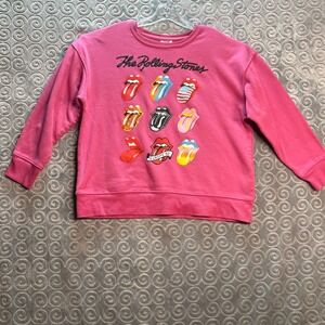 The Rolling Stones Pink Crewneck Sweatshirt Graphic Band Tee Rock Music Size S‎